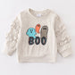 “Boo” Ruffle Sleeve Sweatshirt